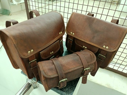 Leather motorcycle saddle bag - saddle,