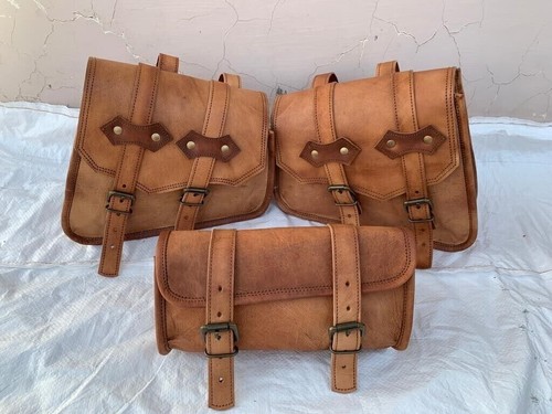 Leather motorcycle saddle - saddle, bag