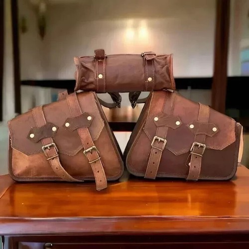 Leather motorcycle saddle bag - leather,