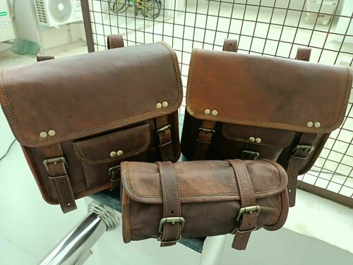 Leather motorcycle saddle bag - saddle,