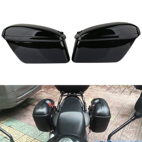 Pair black hard saddlebags - black,