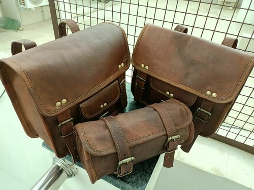 Leather motorcycle saddle bag - leather,