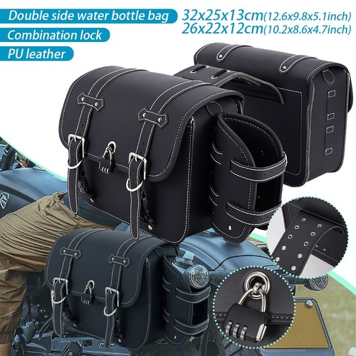 Leather motorbike saddle bags - motorbike,