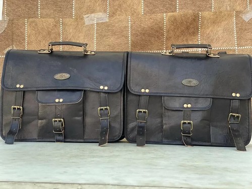 Large leather saddle bag - leather, 2